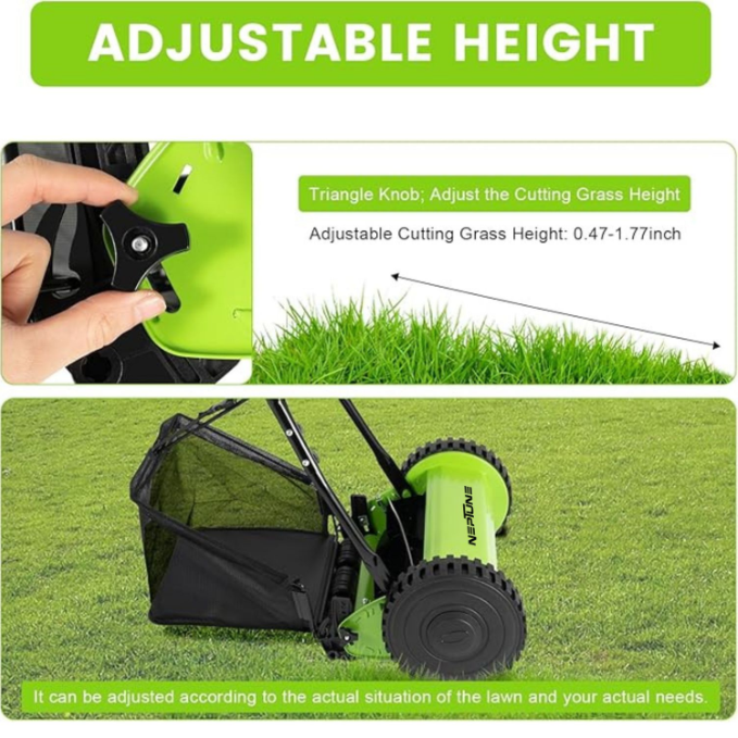 Eco-friendly hand push lawn mower for small lawns