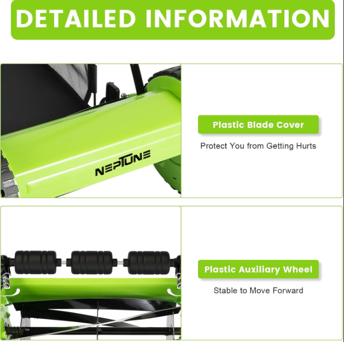 Compact manual lawn mower suitable for home gardens