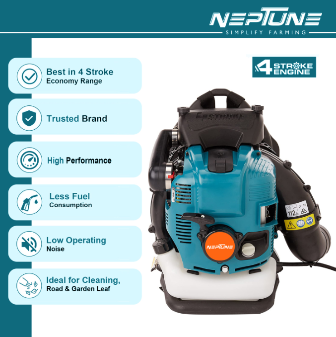 Backpack Petrol Leaf Blower with 75.6CC 4-Stroke Engine – Heavy-Duty Air Cleaner