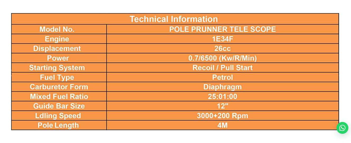 Powerful 1HP petrol pole pruner for professional garden use