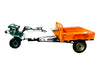 Agricultural trailer for power tillers, designed for easy attachment, field use, and harvest carrying.