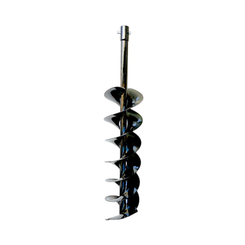 Earth auger bit with spiral dual-blade design for faster drilling

