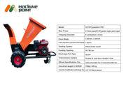 Side view of X1-POWER gasoline wood chipper featuring up-port discharge design