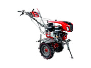RIGA-ITALY KPE-1000 power weeder with 7HP petrol engine and electric start for field cultivation.

