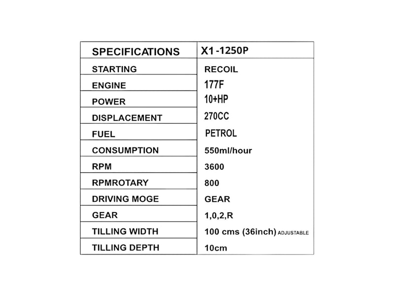 X1-POWER X1-1250PRO 10HP PETROL ENGINE POWER WEEDER