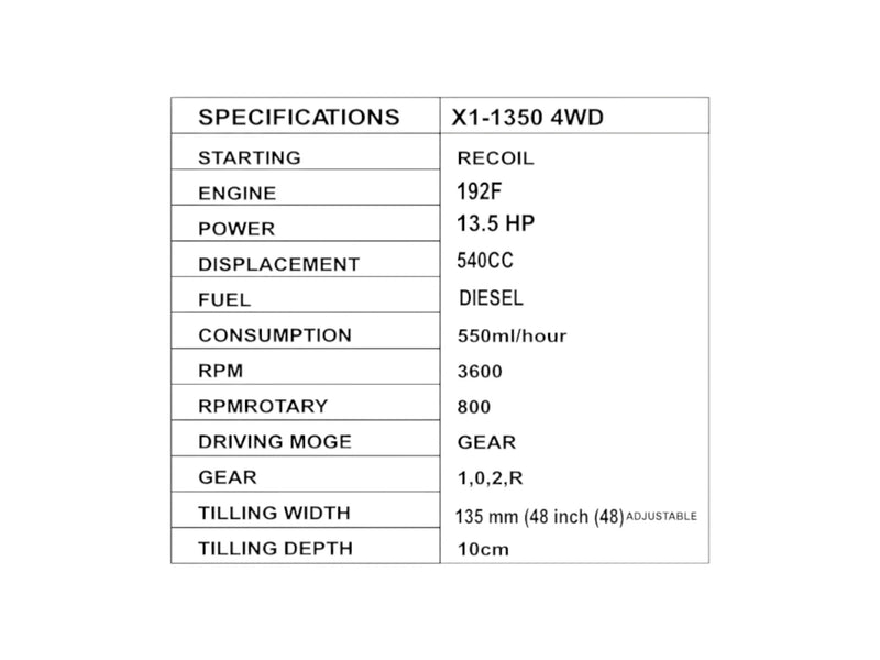 X1-POWER X1-1350 4WD 13.5 HP DIESEL ENGINE POWER WEEDER WITH HEAD LIGHT1