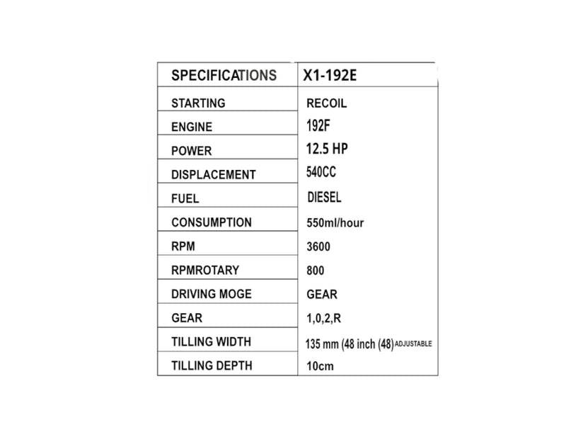 X1-POWER X1-192E 12.5 HP POWER WEEDER