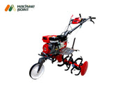 Heavy-duty KP-1000 weeder with gear shifting and solid tyres for agricultural land preparation.


