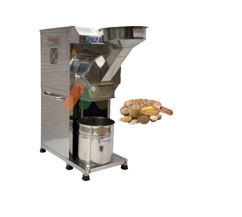 Fully automatic herbal powder grinding machine with stainless steel body – ideal for grinding ayurvedic herbs, roots, and spices into fine powder2