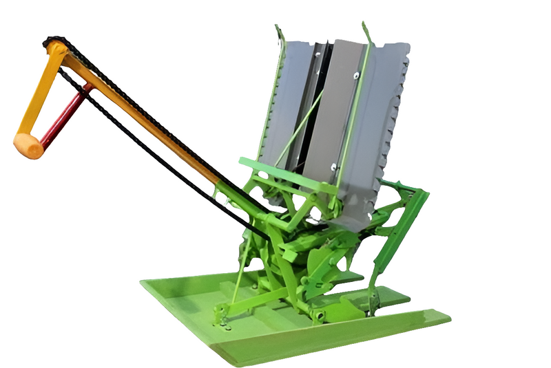 Hand-operated rice planting machine with metal base and adjustable mechanism – perfect for uniform seedling transplanting in wetland agriculture