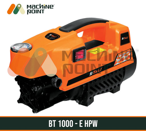 Powerful 2000W Btali Elegance BT 1000-E HPW high-pressure washer in bright orange color, featuring a sturdy design for efficient cleaning.
High Pressure Car Washer 2000W