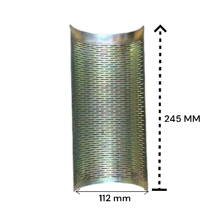 Durable curved rice mill screen compatible with 6N100 model for consistent grain polishing.

