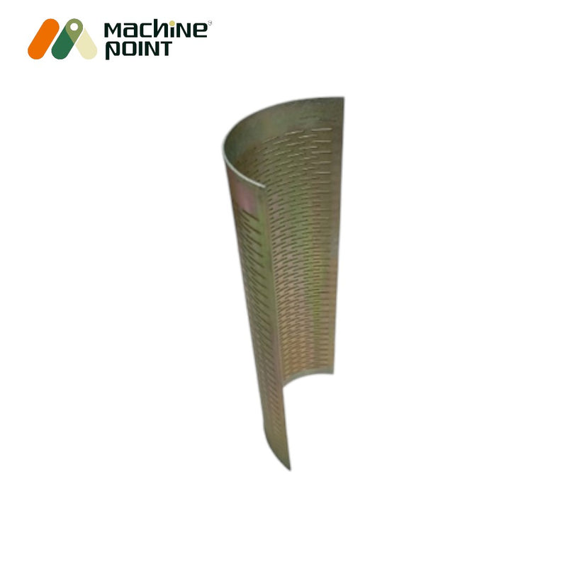 Mild steel 10.5" rice mill screen compatible with 6N110 model – ensures consistent grain output.

