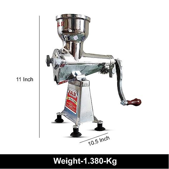 Sleek Chrome Hand-Operated Juicer Machine, Sturdy and Efficient Design for Commercial or Home Use