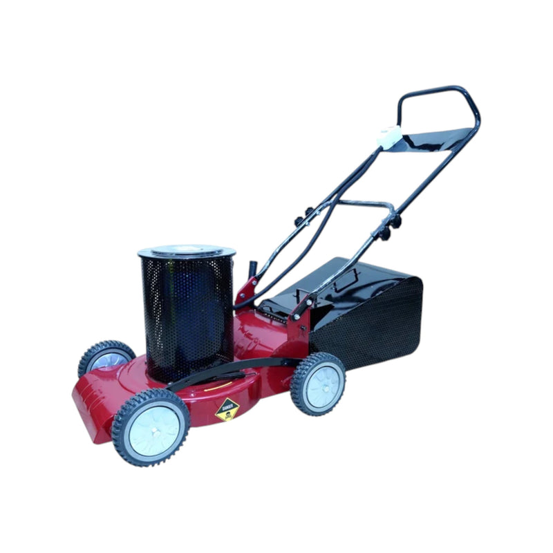 Electric lawn mower with foldable handle and polyurethane wheels

