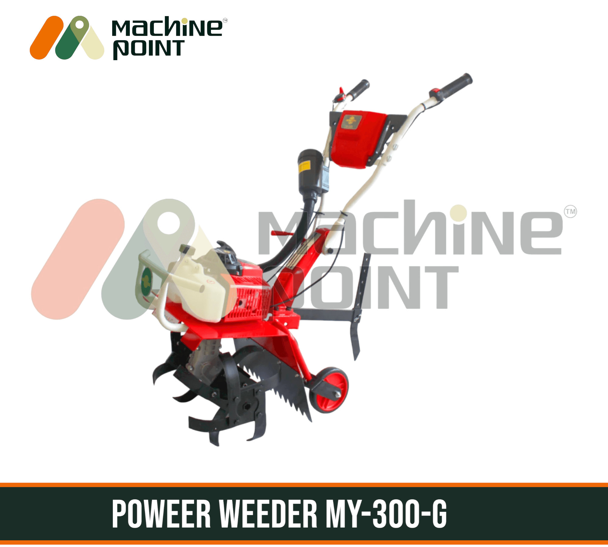 Durable power weeder MY-300G with sturdy engine and adjustable tines for efficient weed removal in industrial and commercial agriculture.