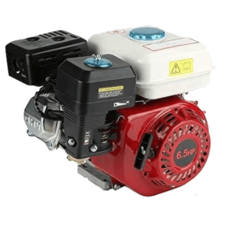 Powerful outdoor engine with red body and starting mechanism, featuring a fuel tank and control panel for industrial or agricultural use, as seen in the product image.