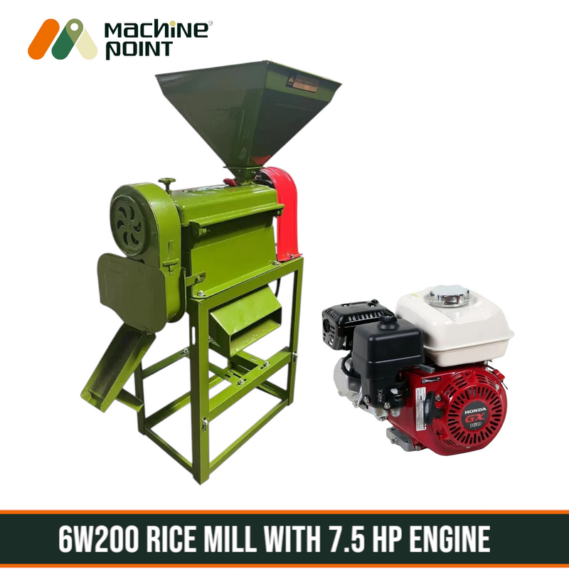 Off-grid rice mill with 7.5HP engine for dehusking and polishing

