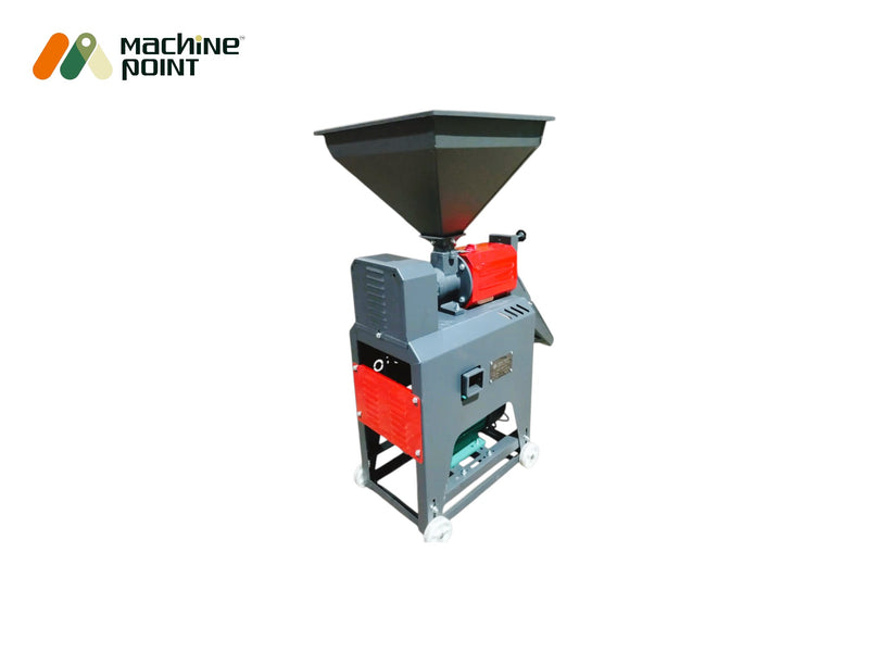 Multifunctional rice processing machine with hopper – processes rice, pulses, spices, and more.

