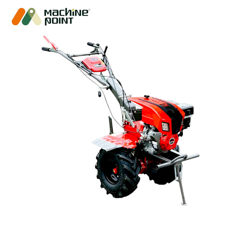 KPE 1050-A E tiller for deep soil preparation with 4-5 blade setup and radial tyres


