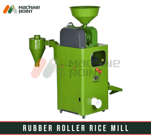 Compact Rubber Roller Rice Mill by Machine Point - Durable green machinery designed for efficient rice processing in industrial and commercial settings.