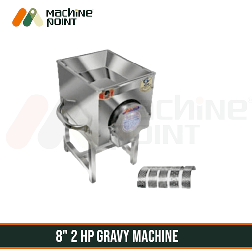 Stainless steel 8" 2HP gravy machine by Rupali, a high-quality food processing equipment for commercial kitchens, featuring durable construction and efficient operation.