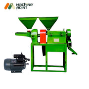 All-in-one rice processing unit with hopper, motor, and grinder

